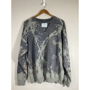 The Altered Goat Bleached Distressed Cut Out Sweatshirt Black‎ Gray Size XLarge